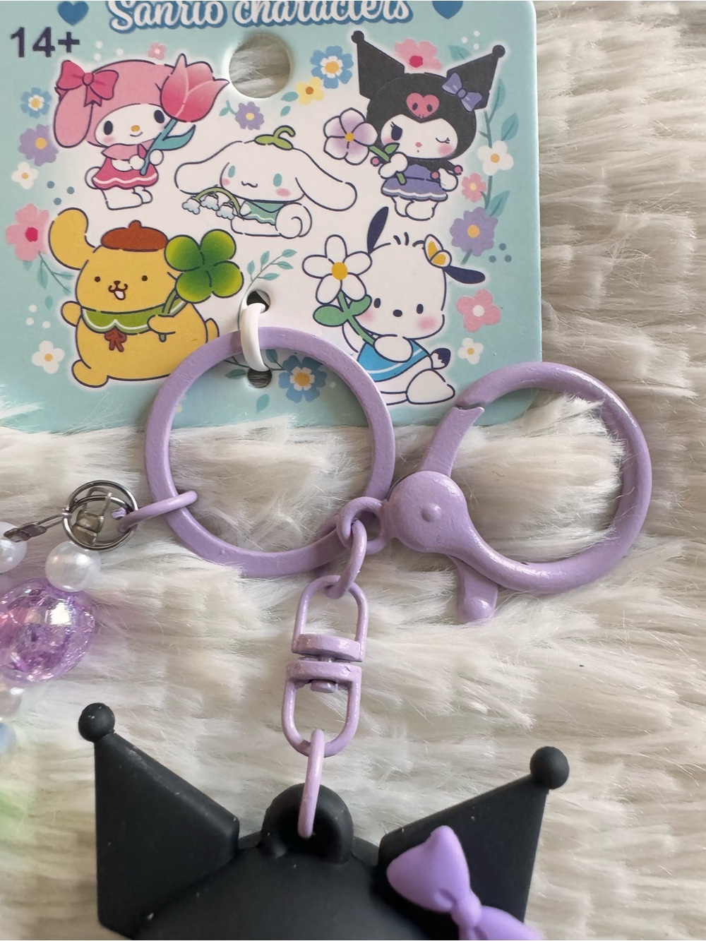 Sanrio licensed Kuromi flower collection Keychain Charm with Beaded Bracelet - Picture 4 of 8